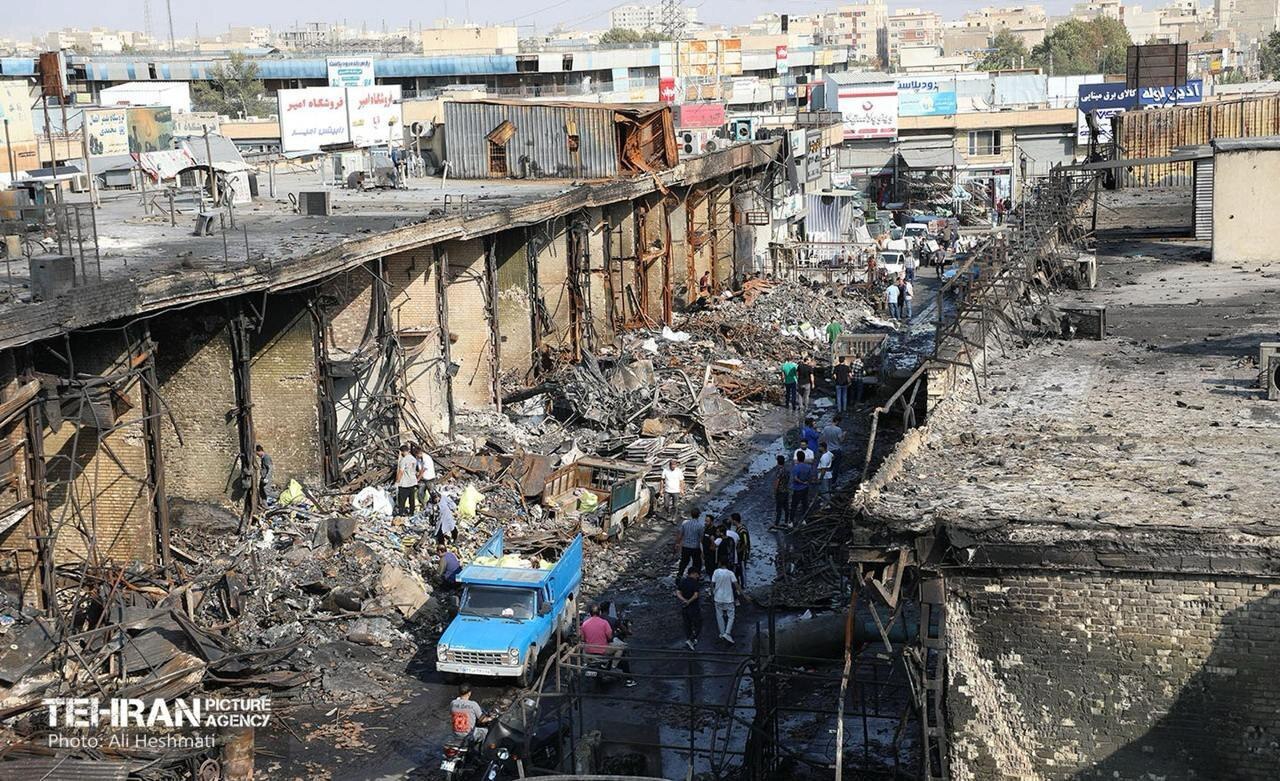 تصاویری دردناک از بازار آهن شادآباد پس از آتش‌سوزی