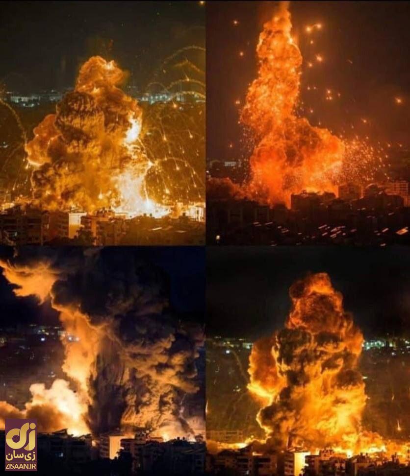 عکس | تصویری آخرالزمانی از حمله دیشب اسرائیل به ضاحیه بیروت