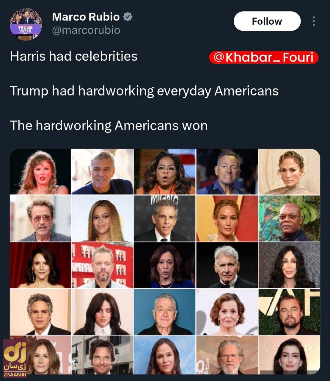 عکس | طعنه سنگین سناتور جمهوری‌خواه به باخت هریس و دموکرات‌ها