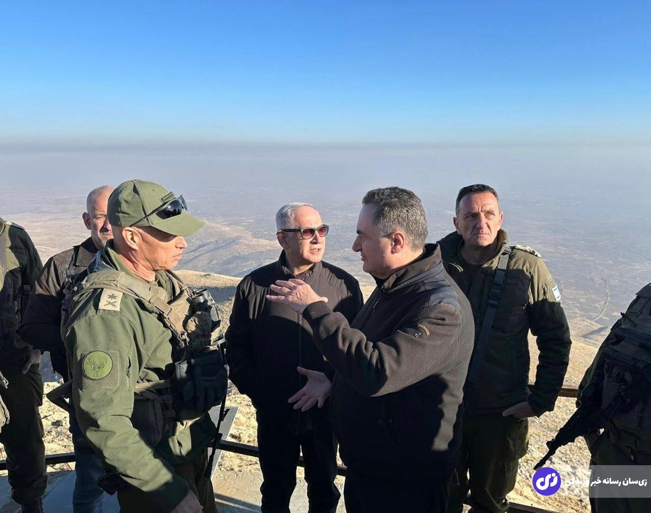 عکس یادگاری نتانیاهو بر بالای بلندترین کوه سوریه!