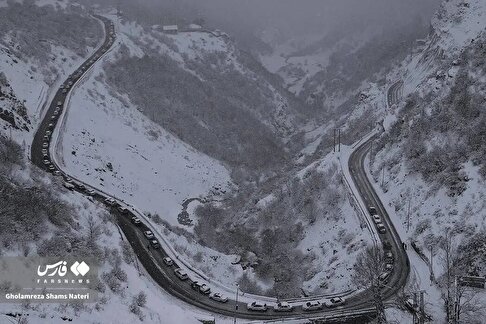 (تصاویر) وضعیت جاده کندوان پس از بارش سنگین برف