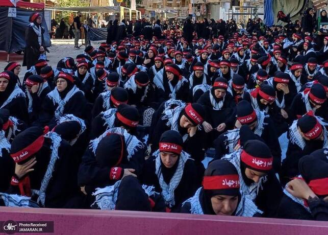 عکس | مراسم روز عاشورا در محل شهادت سید حسن نصرالله