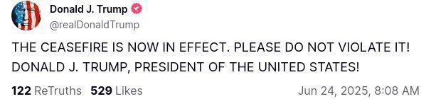 پیام جدید ترامپ درباره آتش‌بس ایران و اسرائیل