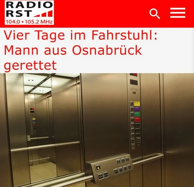 پیرمرد آلمانی بدون آب و غذا چهار روز در آسانسور محبوس شد