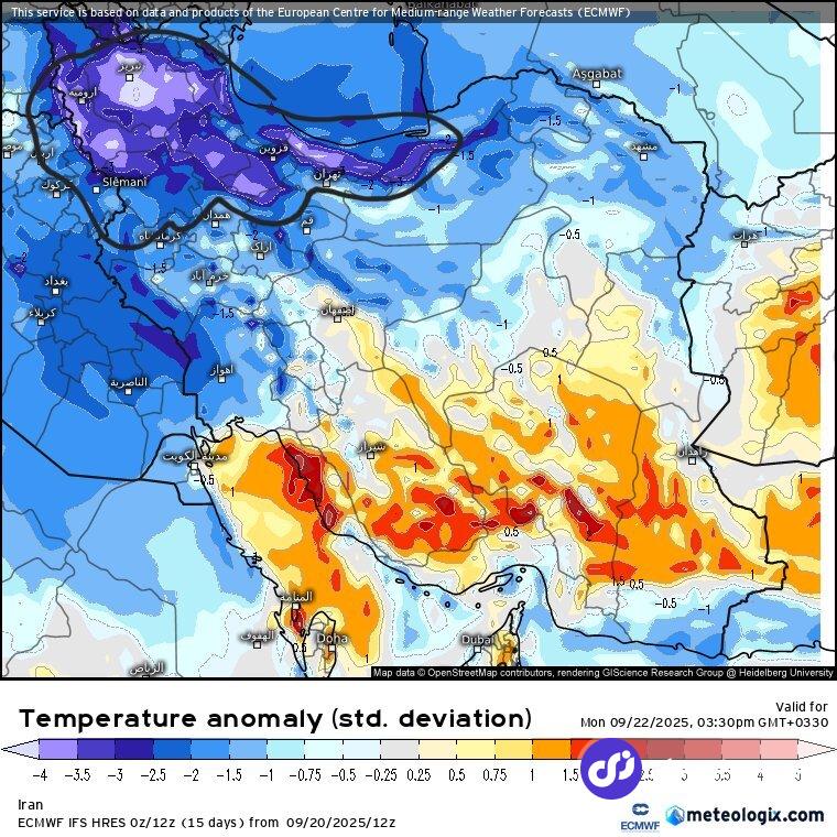 نقشه هواشناسی؛ فردا و پس فردا ۳۱ شهریور و اول مهر شمال غرب ایران یخ می‌زند!