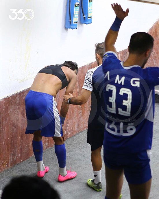 (تصاویر) وضعیت سخت رامین رضاییان بعد از بازی با ذوب‌آهن