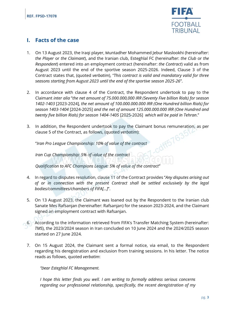 متن رای تند و بی‌سابقه فیفا علیه استقلال