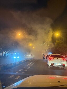 آتش گرفتن اتوبوس بی آر تی در پل کالج