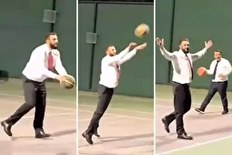 (ویدئو) بازی بسکتبال میان جولانی و فرمانده سنتکام در بدو ورود به آمریکا