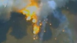 (ویدئو) لحظه اصابت موشک اسرائیل به لانچر موشک ایران