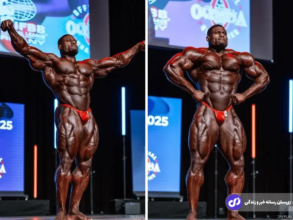 اندرو جکد؛ بدنساز معروف به «غول نیجریه» و رقیب هادی چوپان که مهندس برق بود و نفر سوم مسترالمپیای ۲۰۲۵ شد اندرو جکد