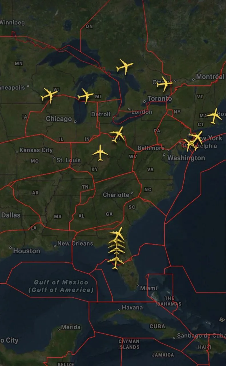 جنگنده های آمریکایی روی نقشه