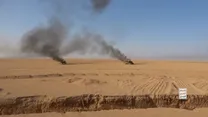 تصاویری از خاکستر شدن کاروان نظامی سعودی به دست یمنی‌ها