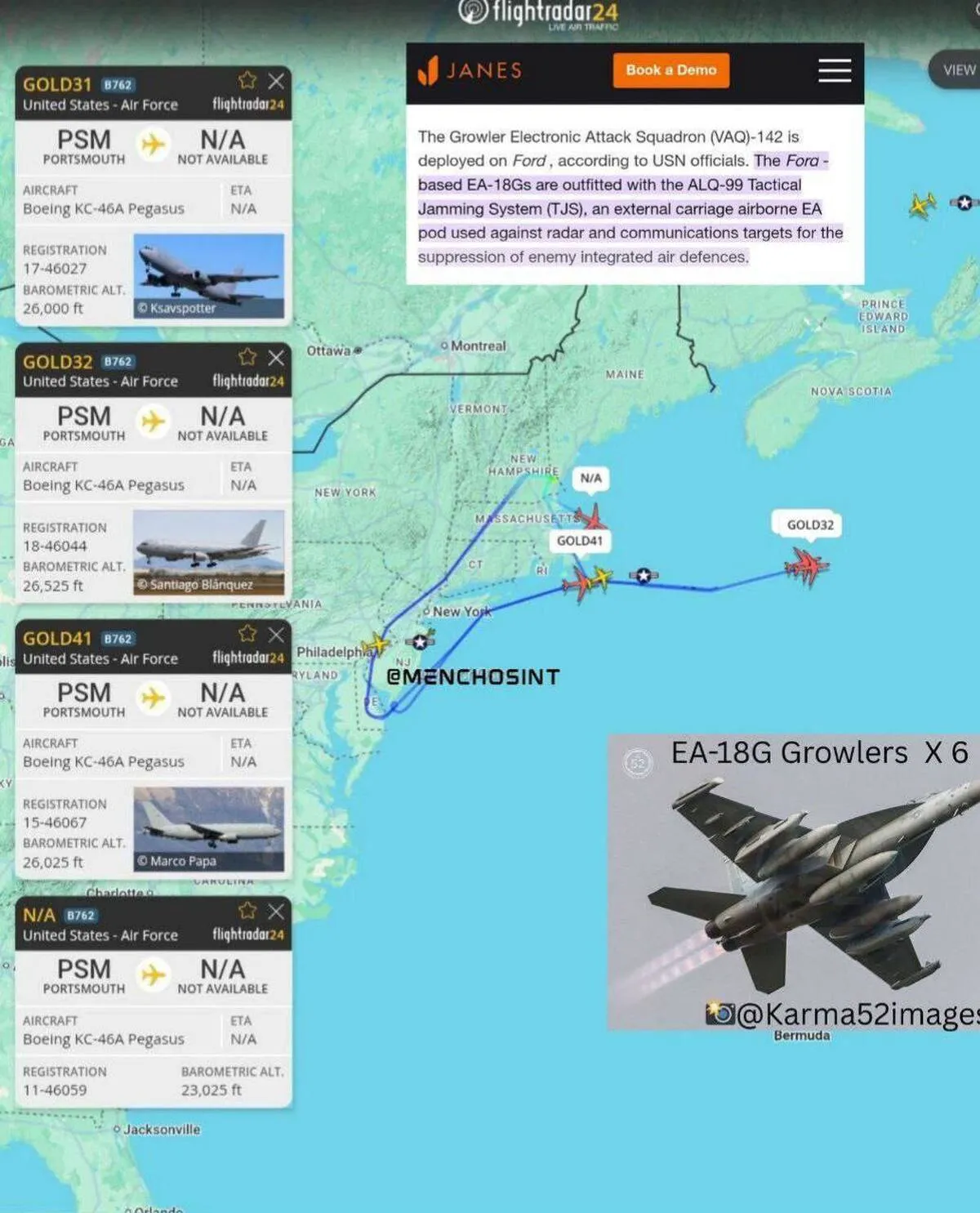 فوری؛ چهار فروند هواپیمای جنگ الکترونیک ارتش آمریکا در راه خاورمیانه + عکس