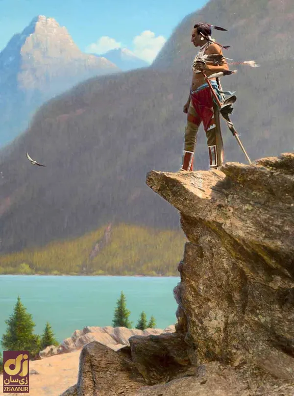 مردی در دشت&zwnj;های شمالی در یک چشم انداز. مونتانا اوایل دهه ۱۹۰۰.&nbsp;