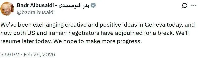 توئیت وزیر خارجه عمان درباره مذاکرات هسته ای توئیت وزیر خارجه عمان درباره مذاکرات هسته ای