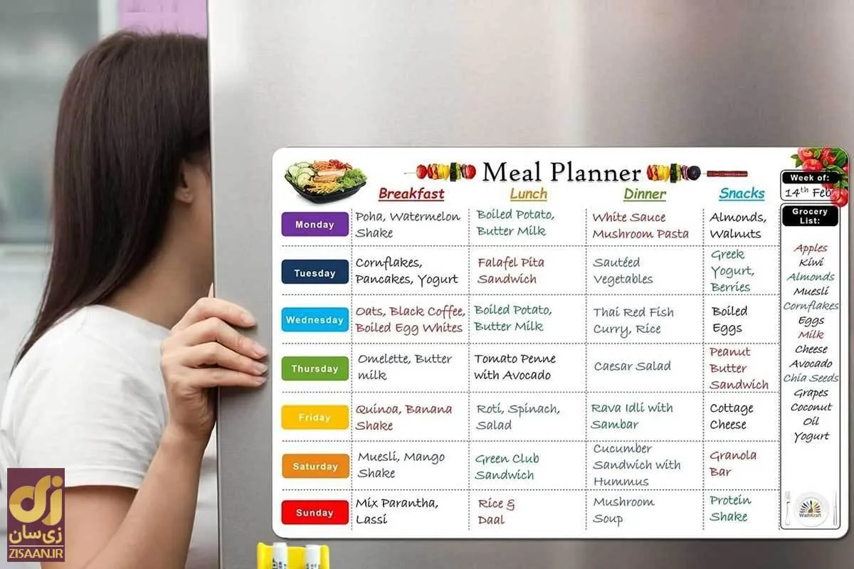 لیست برنامه غذایی هفتگی برای ناهار و شام: شنبه ۱۰ شهریور تا جمعه ۱۶ شهریور