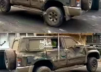 لندکروز تیم حفاظت احمدی‌نژاد بعد از حمله ۹ اسفند