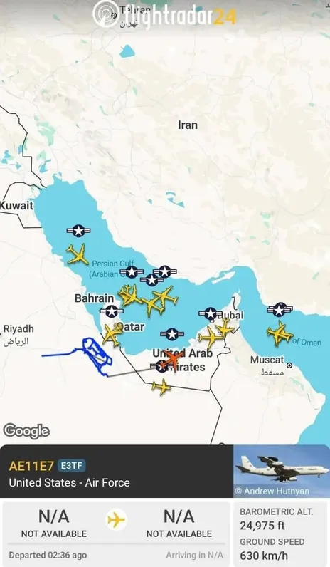 فعالیت سنگین نیروی هوایی آمریکا در خلیج فارس