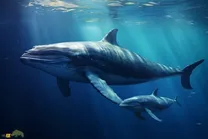 نهنگ آبی؛ صاحب بزرگترین آلت تناسلی در بین حیوانات که روزی ۱۶ تُن غذا می‌خورد